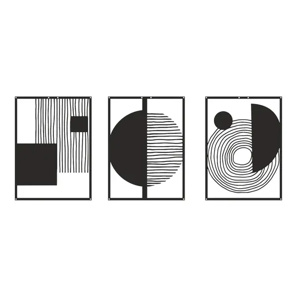 Decorațiune metal Wall deco Harimia set 3 piese negru metal, 37x50 cm