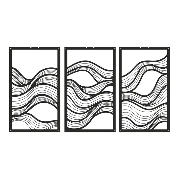 Decorațiune metal Wall deco Ocena set 3 piese negru metal, 30x50 cm