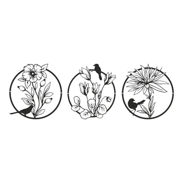 Decorațiune metal Wall deco Renka set 3 piese negru metal, Ø30x1 cm