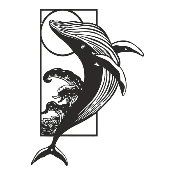 Decorațiune metal Wall deco Whale negru metal, 38x50 cm