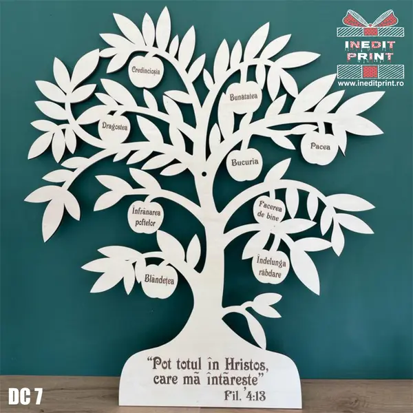 Decoratiune Pom Roada Duhului DC7 Lemn natur, 75x82 cm