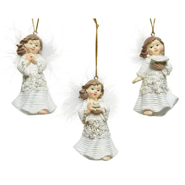 Decoratiune - White Glitter Angel with Hanger - mai multe modele | Kaemingk