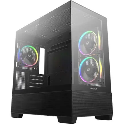 Deepcool Carcasa Deepcool CG380 3F, MicroATX, 3 ventilatoare incluse, 2x USB-A 3.2, 1x USB Type-C, 5 sloturi expansiune, Negru