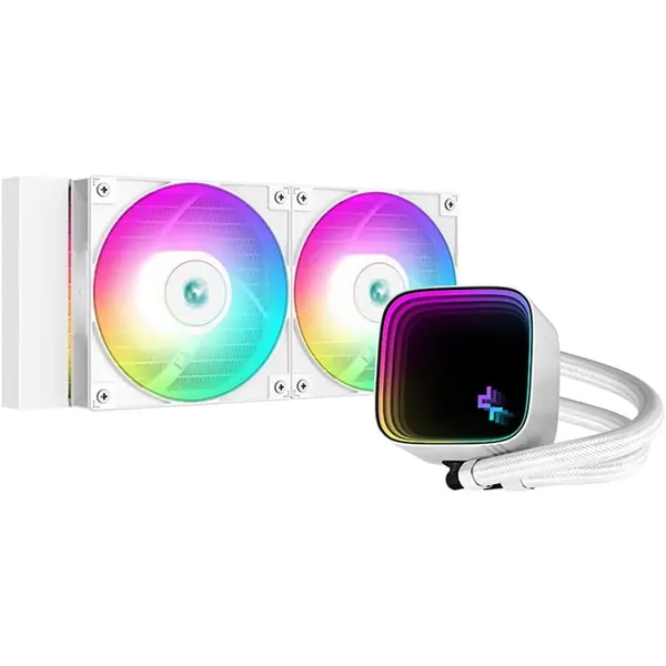 Deepcool Cooler CPU DeepCool LS520 SE WH, 2x vent. 120mm, 2250 rpm, alb, iluminare RGB, Alb