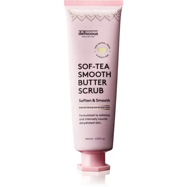 delhicious Sof-Tea Smooth Butter Scrub exfoliant de corp hidratant cu efect de exfoliere 140 ml