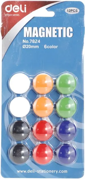 Deli Universal Whiteboard Magnets - E7824, 20 mm, 12 bucăți