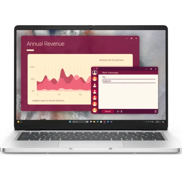 Dell Laptop Dell Pro 14 PC14250, Procesor Intel® Core™ Ultra 7 265U pana la 5.30 GHz, 14 inch, Full HD+, 16GB DDR5, 512GB SSD, Intel Graphics, Linux Ubuntu, Argintiu