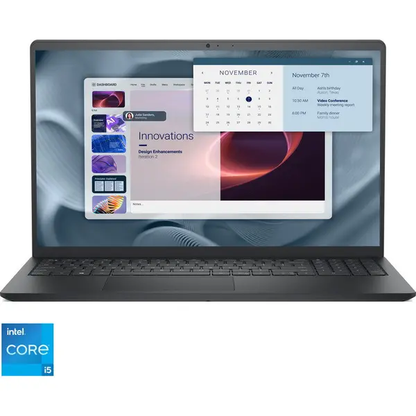 Dell Laptop DELL Pro 15 Essential PV15250, Display 15.6'' FHD 120Hz, Procesor Intel® Core™ i5-1334U (12M Cache, up to 4.60 GHz), 16GB DDR5 RAM, 512GB SSD, Intel UHD Graphics, Ubuntu, Carbon Black