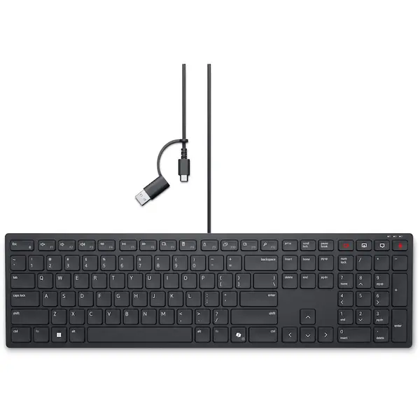 Dell Tastatura DELL WIRED KB525C, cu fir, USB, Negru, Aspect SUA, 580-BBSX