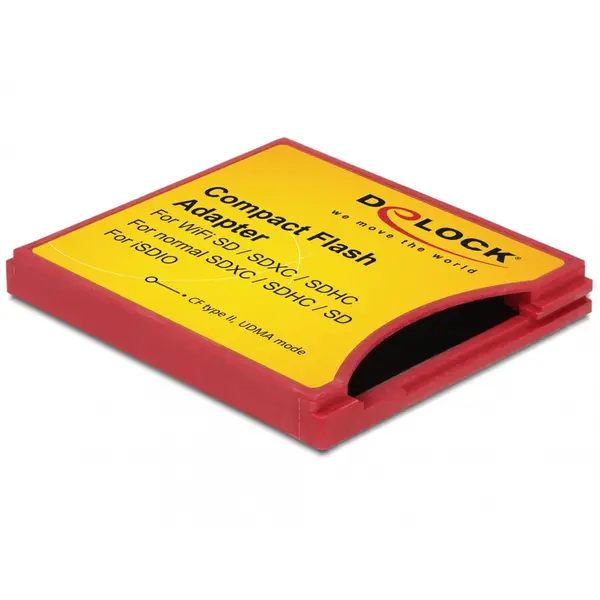 Delock Adaptor Compact Flash tip II la iSDIO (WiFi SD), SDHC, SDXC, Delock 62542