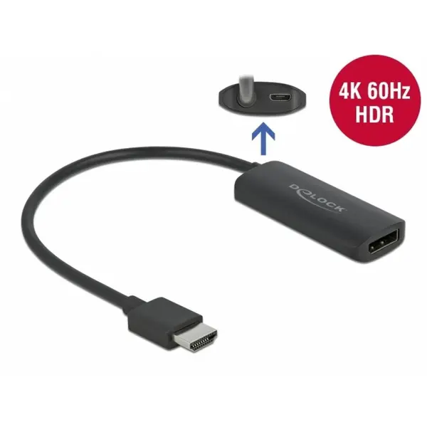 Delock Adaptor HDMI la DisplayPort 4K60Hz T-M, Delock 63206