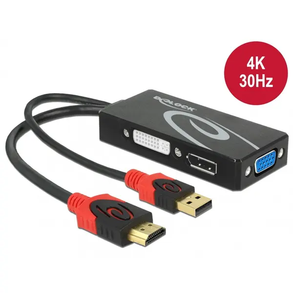 Delock Adaptor HDMI la DVI / VGA / Displayport T-M 4K, Delock 62959
