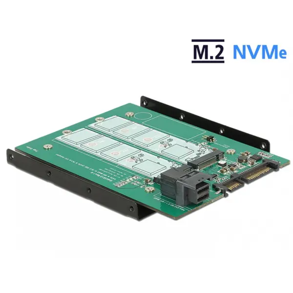 Delock Adaptor SATA 22 pini / SFF-8643 NVMe la 1 x M.2 NGFF Key M + 1 x M.2 NGFF Key B + kit 3.5, Delock 62704
