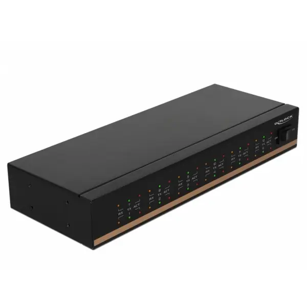 Delock Adaptor USB 2.0 la 12 porturi Serial RS-232 cu surge protection si extended temperature range, Delock 64070