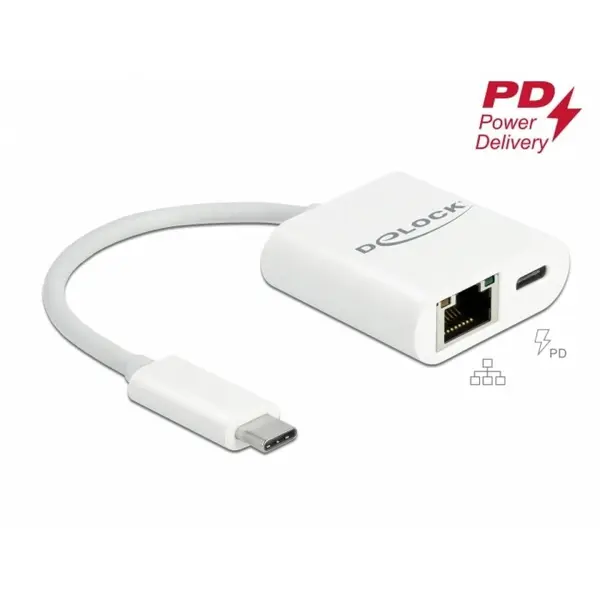 Delock Adaptor USB 3.2 Gen 1-C la Gigabit cu alimentare PD 60W, Delock 65402