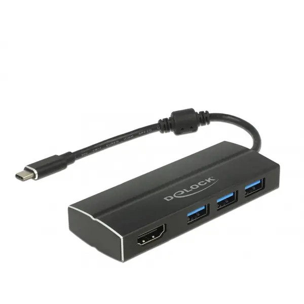 Delock Adaptor USB-C 3.1 la HDMI-A (DP Alt Mode) 4K 30Hz + 3 x USB, Delock 63931