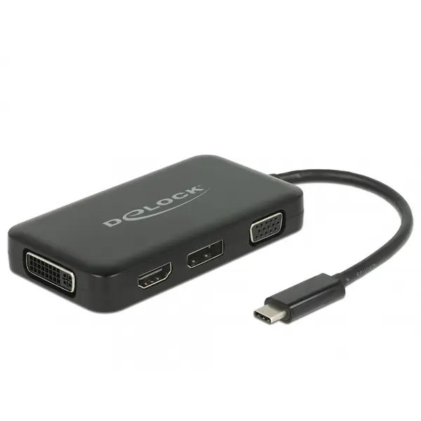 Delock Adaptor USB-C la VGA / HDMI / DVI / DisplayPort T-M Negru, Delock 63929