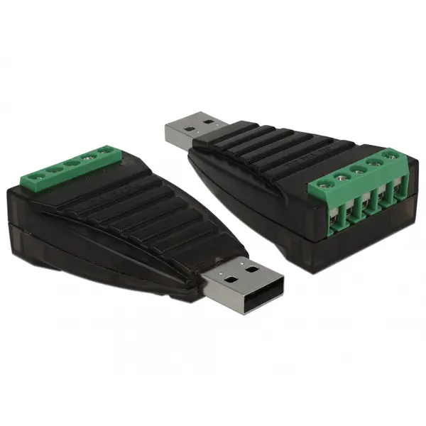 Delock Adaptor USB la Serial RS-422/485 terminal block cu surge protection 600 W isolation 2.5 kV extended, Delock 87738