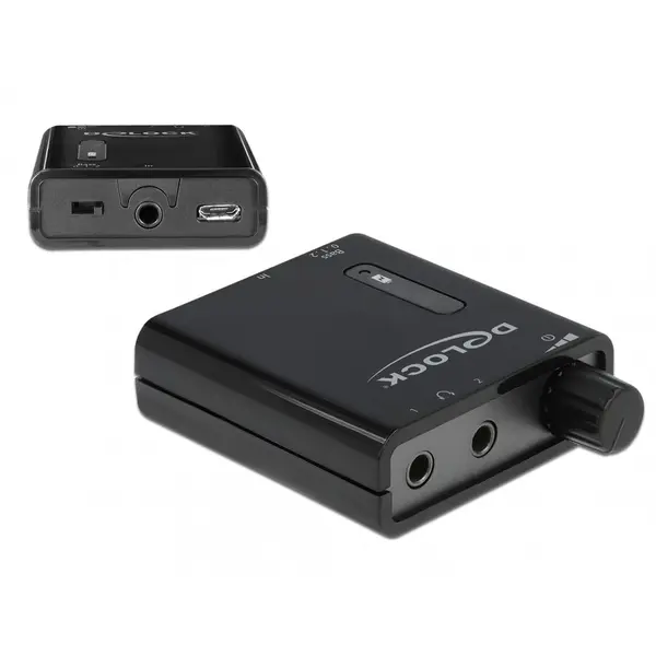 Delock Amplificator audio portabil cu 2 iesiri si bass boost, Delock 64056