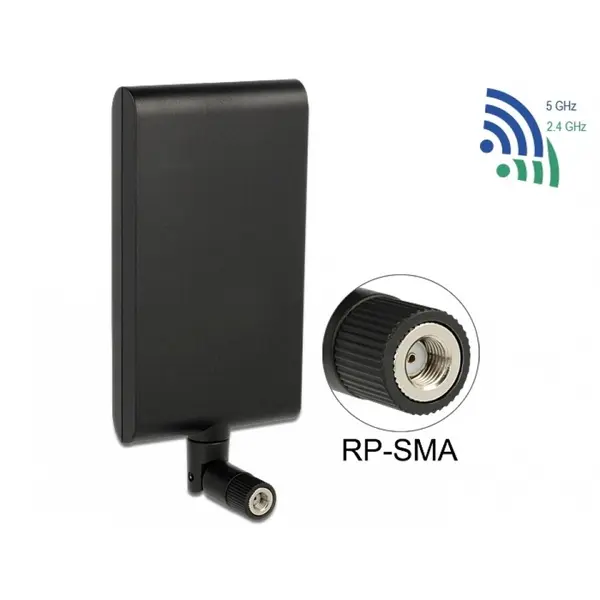 Delock Antena WLAN 802.11 ac/a/h/b/g/n RP-SMA 7,5 ~ 10 dBi Directional With Flexible Joint, Delock 88904