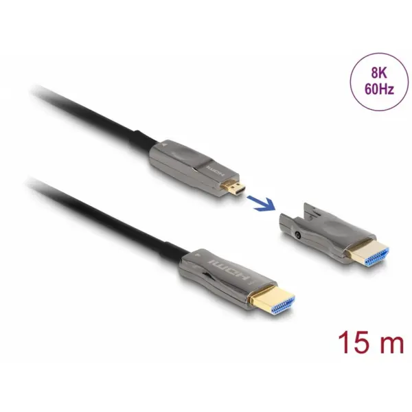 Delock Cablu activ optic HDMI 5 in 1 8K60Hz/4K144Hz T-T 15m, Delock 86006