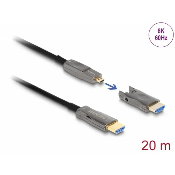 Delock Cablu activ optic HDMI 5 in 1 8K60Hz/4K144Hz T-T 20m, Delock 86007