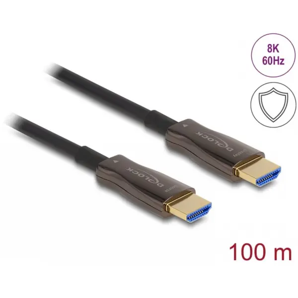 Delock Cablu activ optic HDMI 8K60Hz/4K144Hz cu protectie metalica T-T 100m, Delock 86080