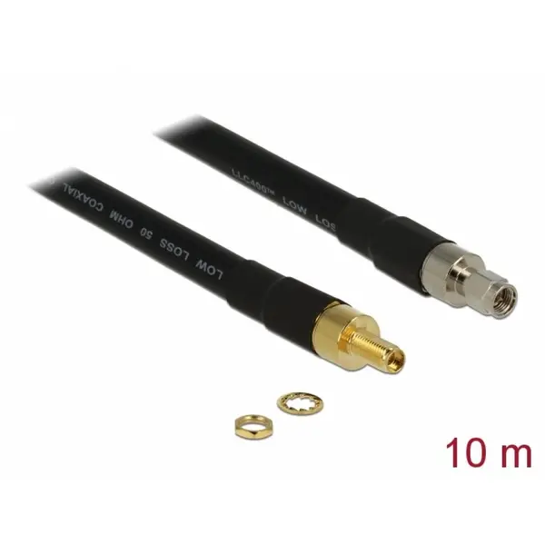 Delock Cablu antena SMA plug la SMA jack CFD400 LLC400 10m low loss, Delock 13011
