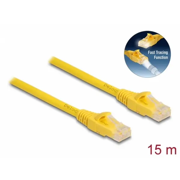 Delock Cablu de retea RJ45 6A UTP Fast Tracing 15m Galben, Delock 80106