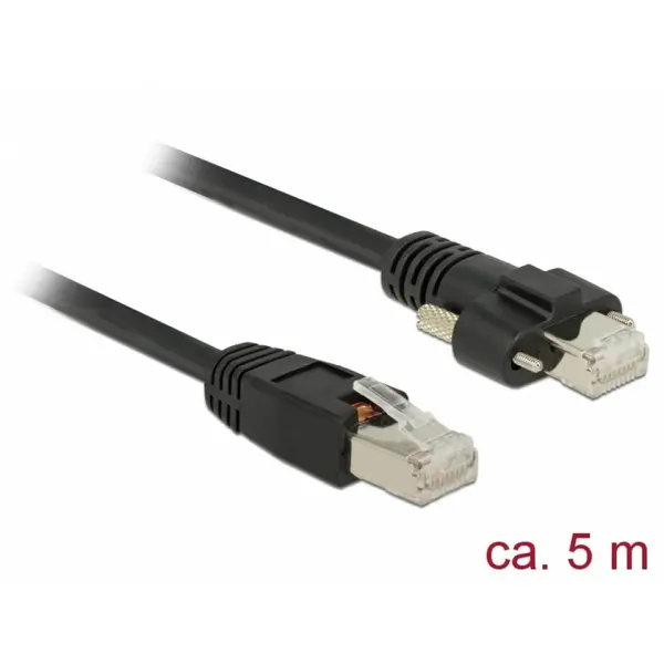 Delock Cablu de retea RJ45 cu suruburi Cat.6 SSTP 5m Negru, Delock 85670