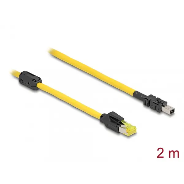 Delock Cablu Delock 81251, RJ45 Cat.6 la Mini I/O 8 pini forma de D tip 2, lungime 2 m, Galben
