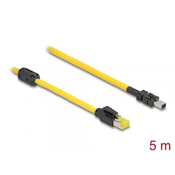 Delock Cablu Delock 81253, RJ45 Cat.6 la Mini I/O 8 pini forma de D tip 2, lungime 5 m, Galben