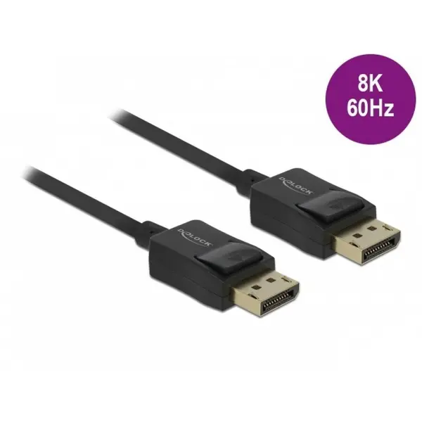 Delock Cablu Displayport coaxial 8K60Hz T-T 2m Negru, Delock 85301