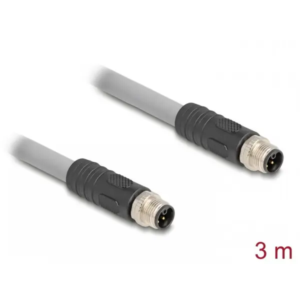 Delock Cablu M12 L-coded 5 pini PUR/medii industriale T-T, 3m, Delock 80534, Gri