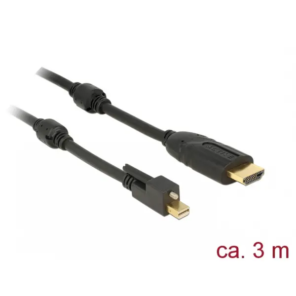 Delock Cablu mini Displayport 1.2 cu suruburi la HDMI T-T 4K Activ 3m, Delock 83731