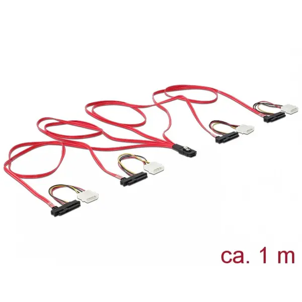 Delock Cablu mini SAS 36 pini SFF 8087 la 4 x SAS 29 pini SFF8482 1m, Delock 83146