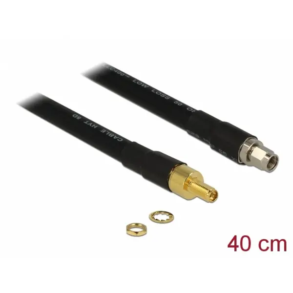 Delock Cablu RP-SMA plug la RP-SMA jack CFD400 LLC400 0.4m low loss, Delock 13012