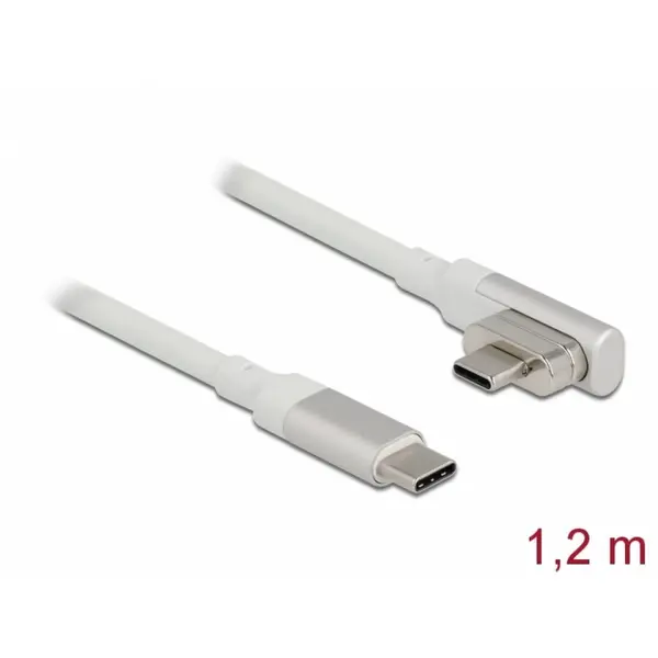 Delock Cablu Thunderbolt 3 (USB-C) magnetic drept/unghi 90 grade 4K60Hz/100W 1.2m Alb, Delock 86703