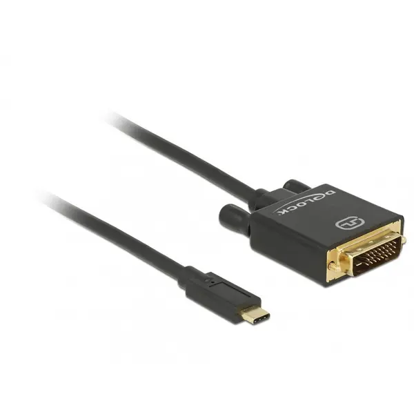 Delock Cablu USB-C la DVI 24+1 male (DP Alt Mode) 4K 30 Hz 3m Negru, Delock 85322