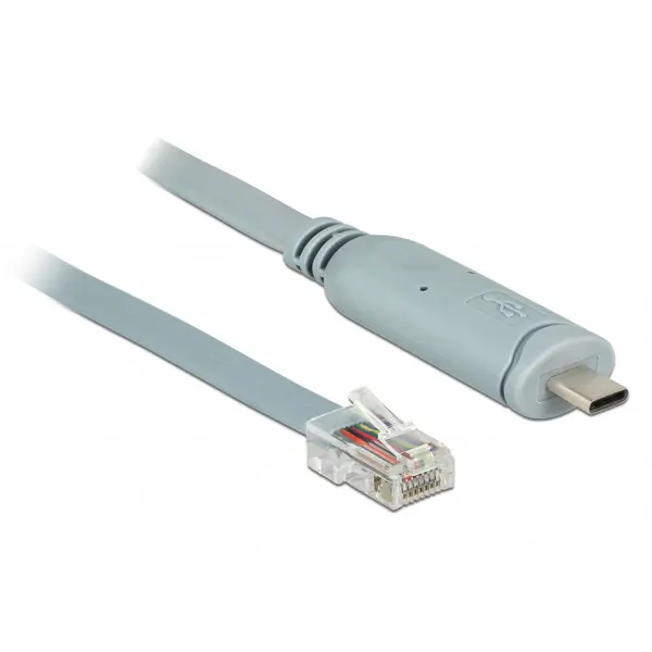 Delock Cablu USB-C la Serial RS-232 RJ45 (pentru router CISCO) T-T 5m Gri, Delock 89892