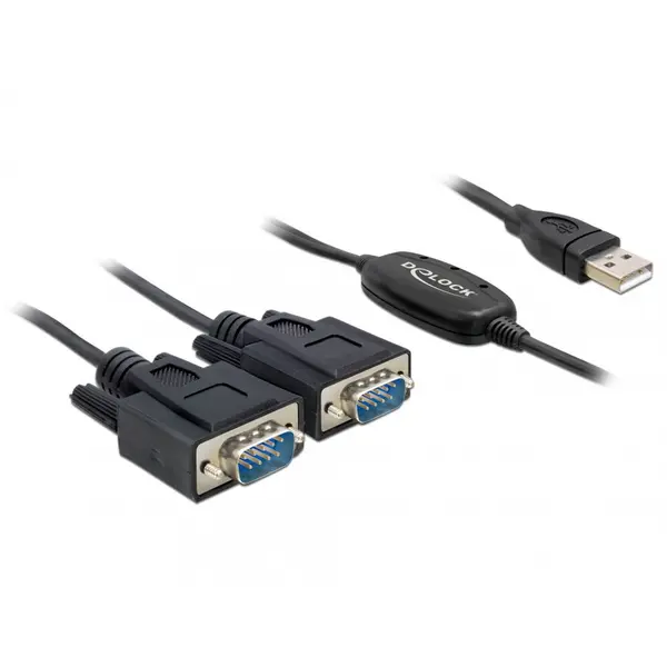 Delock Cablu USB la 2 x Serial RS232 FTDI 1.4m, Delock 61886