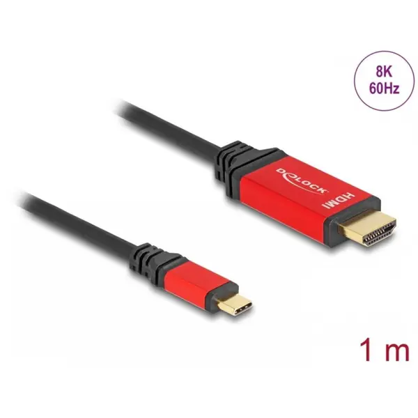 Delock Cablu USB type C la HDMI (DP Alt Mode) 8K60Hz/4K240Hz T-T HDR 1m, Delock 80095