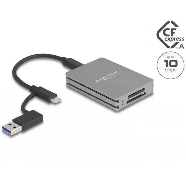 Delock Cititor de carduri Delock 91013, USB type C la SD/CFexpress type A, Gri