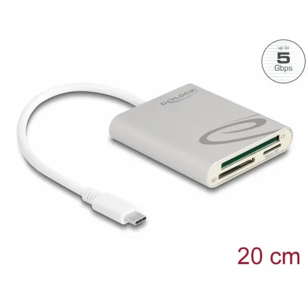 Delock Cititor de carduri USB 3.2 Gen1 type C la micro SD/SD/CF type I , Delock 91005