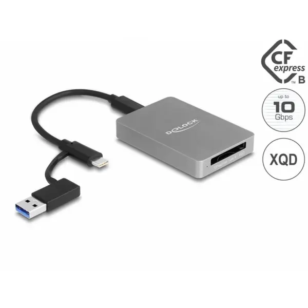 Delock Cititor de carduri USB 3.2 type C la CFexpress/XQD, Delock 91008