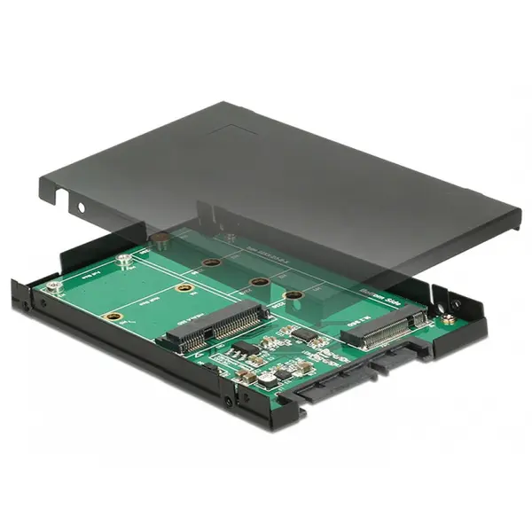 Delock Convertor 2.5 SATA 22 pini la 1 x M.2 key B + 1 x mSATA 9.5mm, Delock 62866