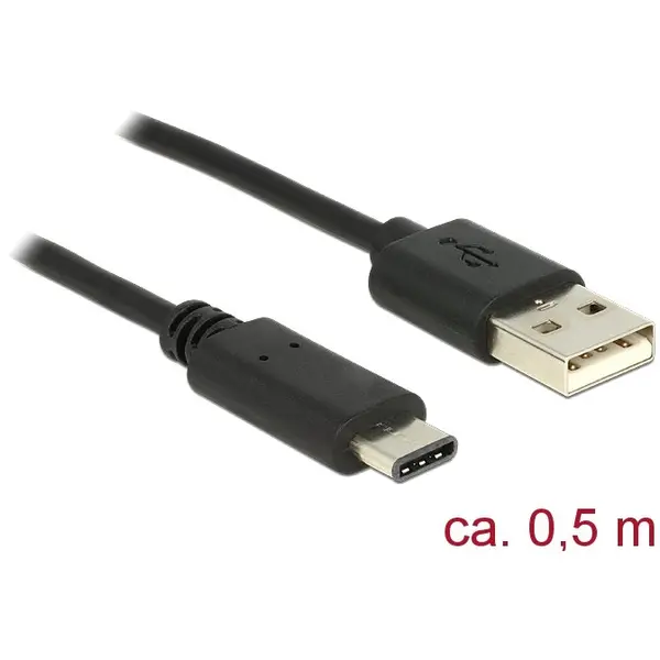 Delock Delock Cable USB 2.0 Type-A male > USB Type-C 2.0 male 0.5 m black