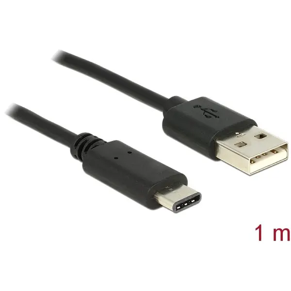 Delock Delock Cable USB Type-C 2.0 male > USB 2.0 type-A male 1 m black
