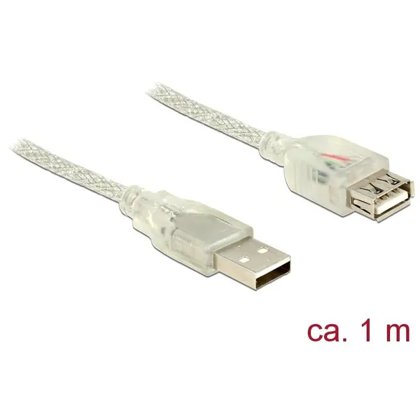 Delock Delock Extension cable USB 2.0 Type-A male > USB 2.0 Type-A female 1m transparen