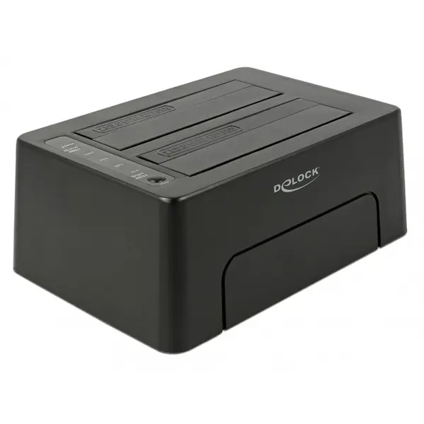 Delock Docking Station USB 3.1-C la 2 x SATA HDD/SSD 2.5 + 3.5 cu functie de Clona, Delock 63957